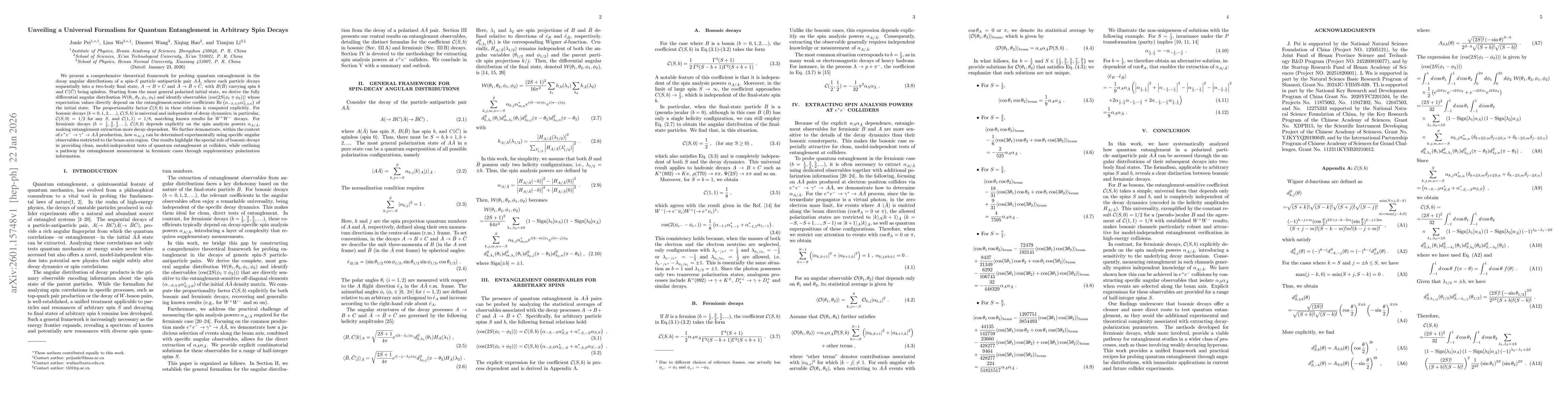 Thumbnail for Unveiling a Universal Formalism for Quantum Entanglement in Arbitrary Spin Decays