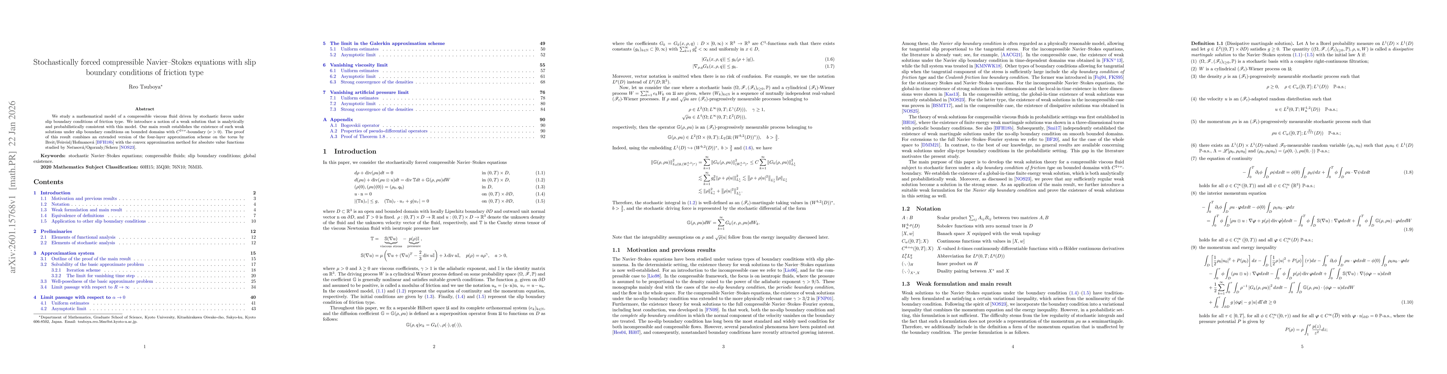 Thumbnail for Stochastically forced compressible Navier-Stokes equations with slip boundary conditions of friction type