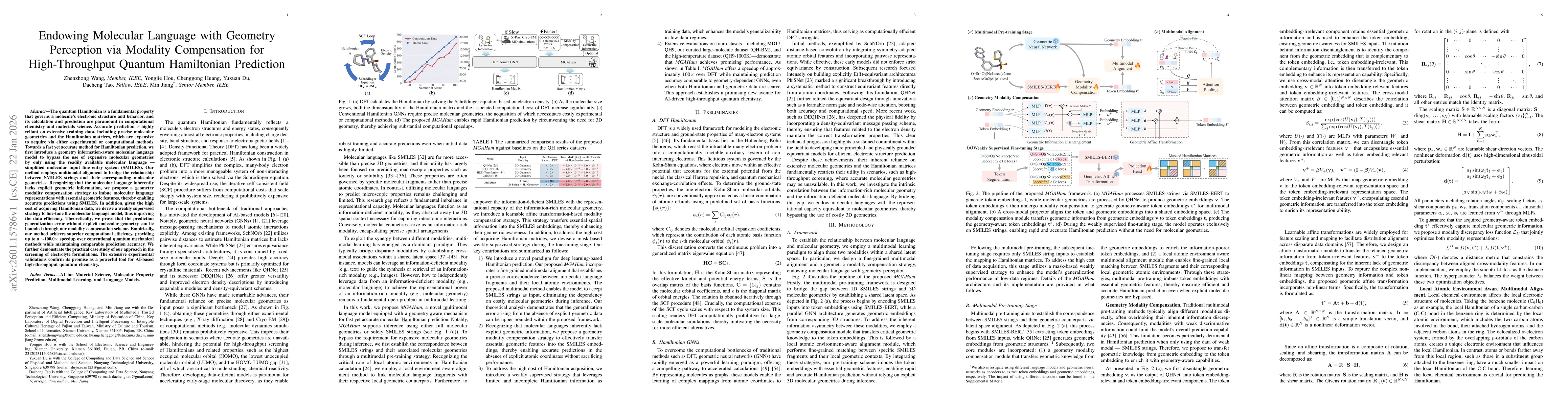 Thumbnail for Endowing Molecular Language with Geometry Perception via Modality Compensation for High-Throughput Quantum Hamiltonian Prediction