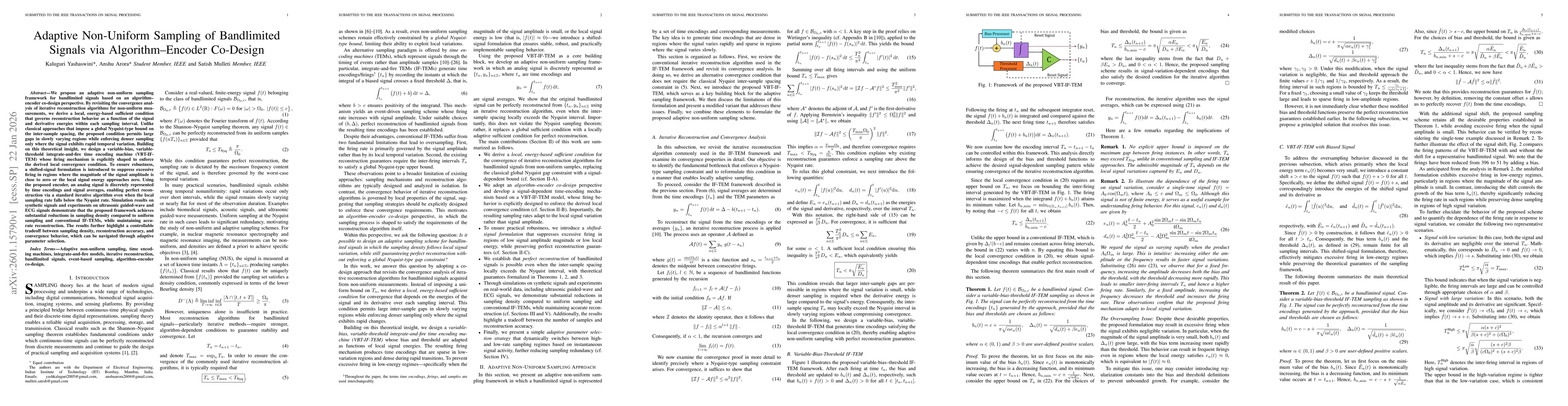 Thumbnail for Adaptive Non-Uniform Sampling of Bandlimited Signals via Algorithm-Encoder Co-Design