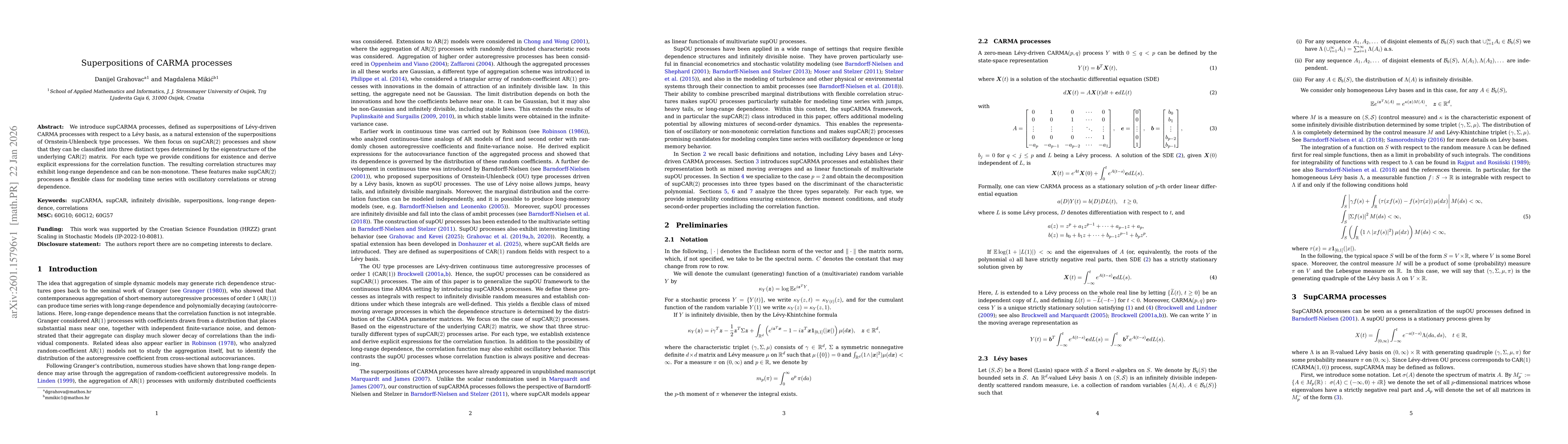 Thumbnail for Superpositions of CARMA processes