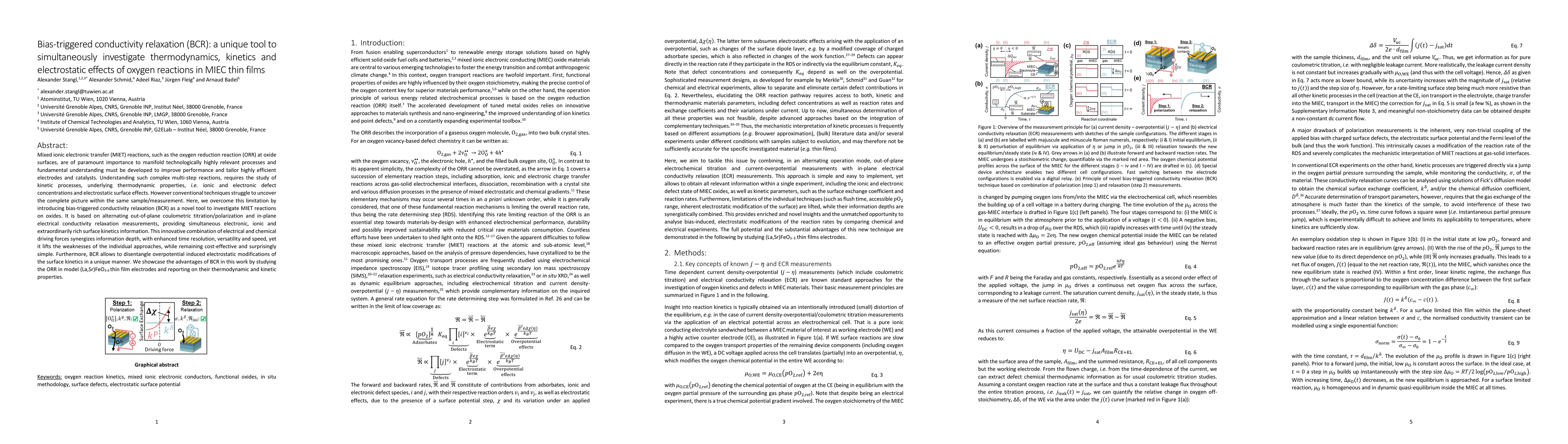 Thumbnail for Bias-triggered conductivity relaxation (BCR): a unique tool to simultaneously investigate thermodynamics, kinetics and electrostatic effects of oxygen reactions in MIEC thin films
