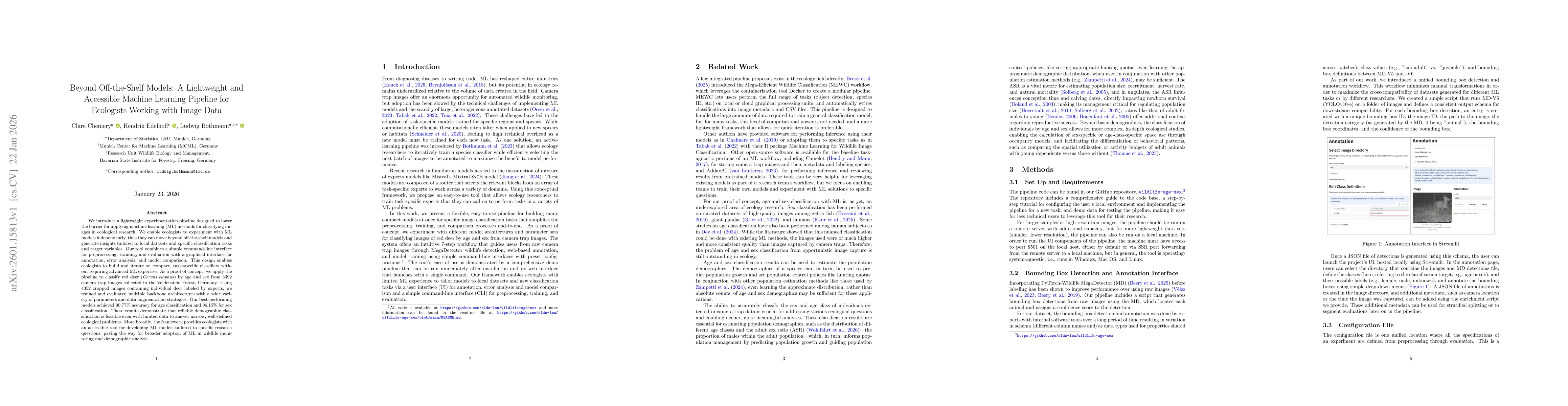 Thumbnail for Beyond Off-the-Shelf Models: A Lightweight and Accessible Machine Learning Pipeline for Ecologists Working with Image Data