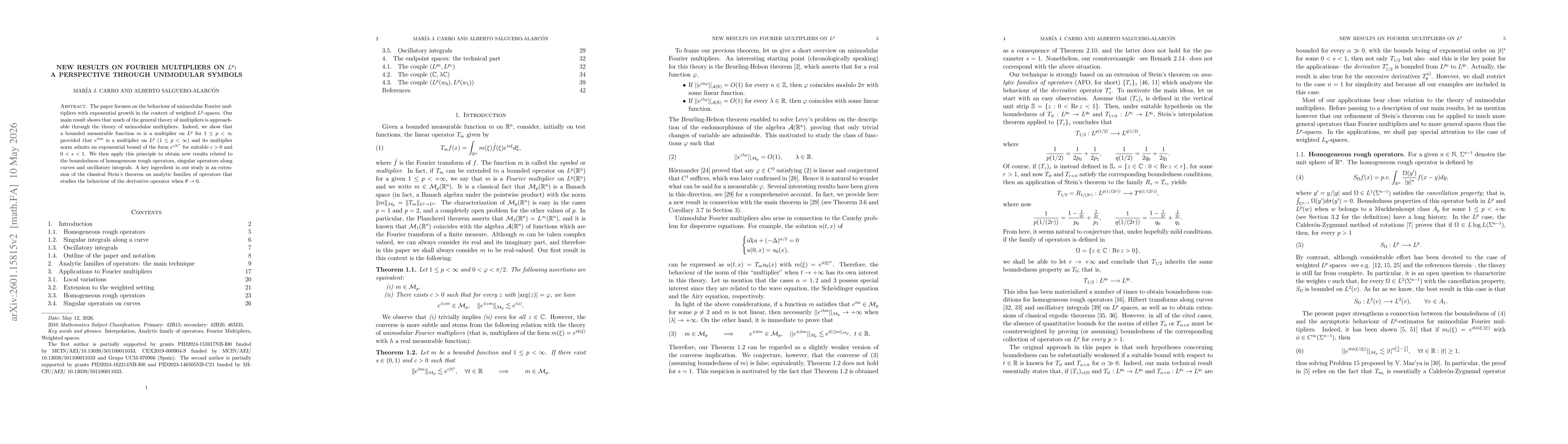 Thumbnail for New results on Fourier multipliers on $L^p$: a perspective through unimodular symbols