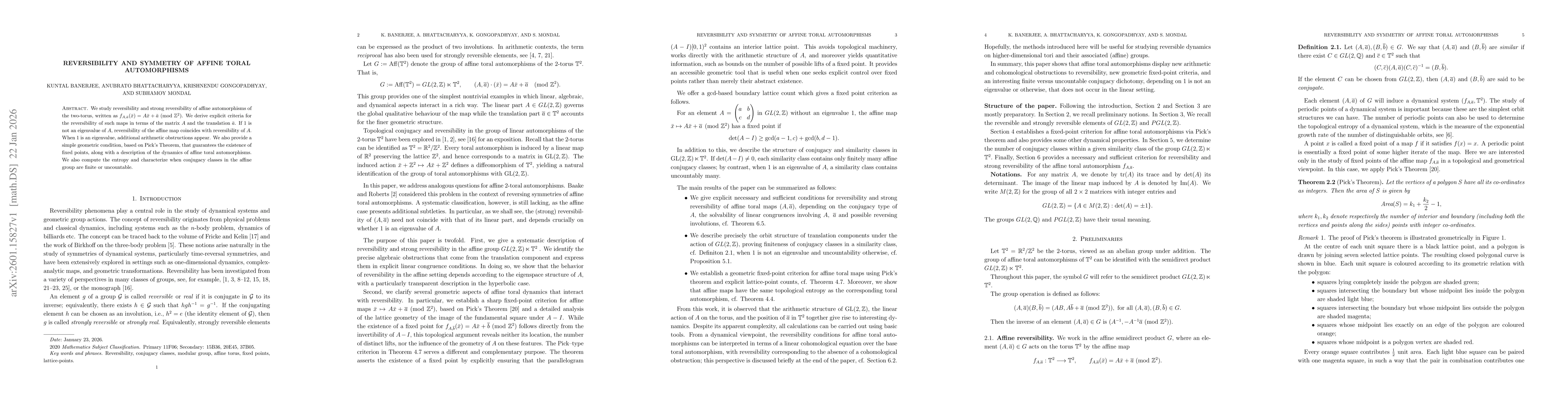 Thumbnail for Reversibility and symmetry of affine toral automorphisms