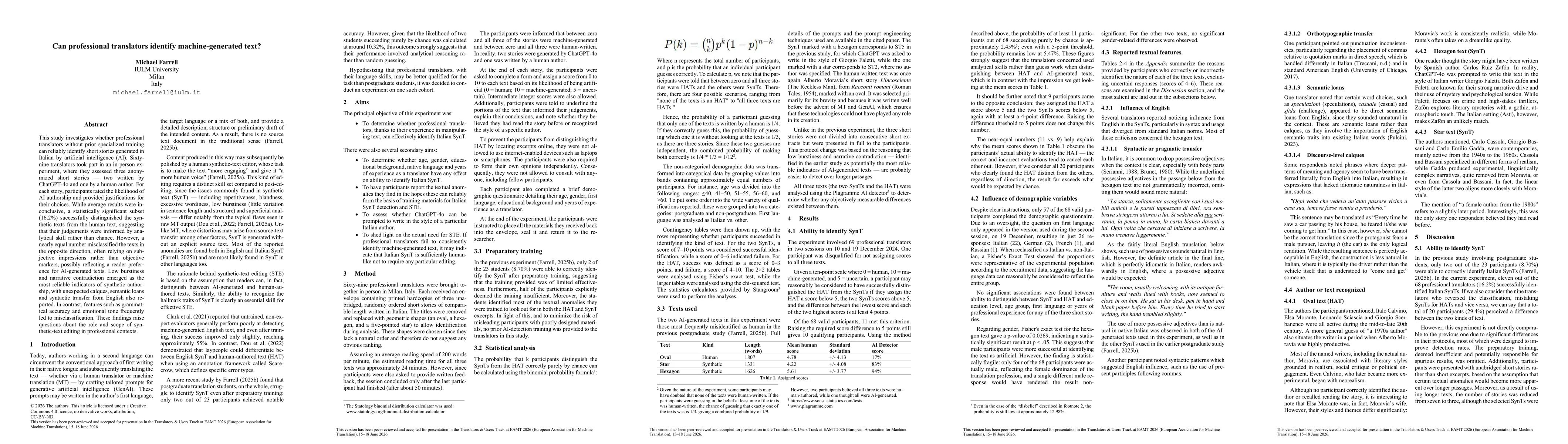 Thumbnail for Can professional translators identify machine-generated text?