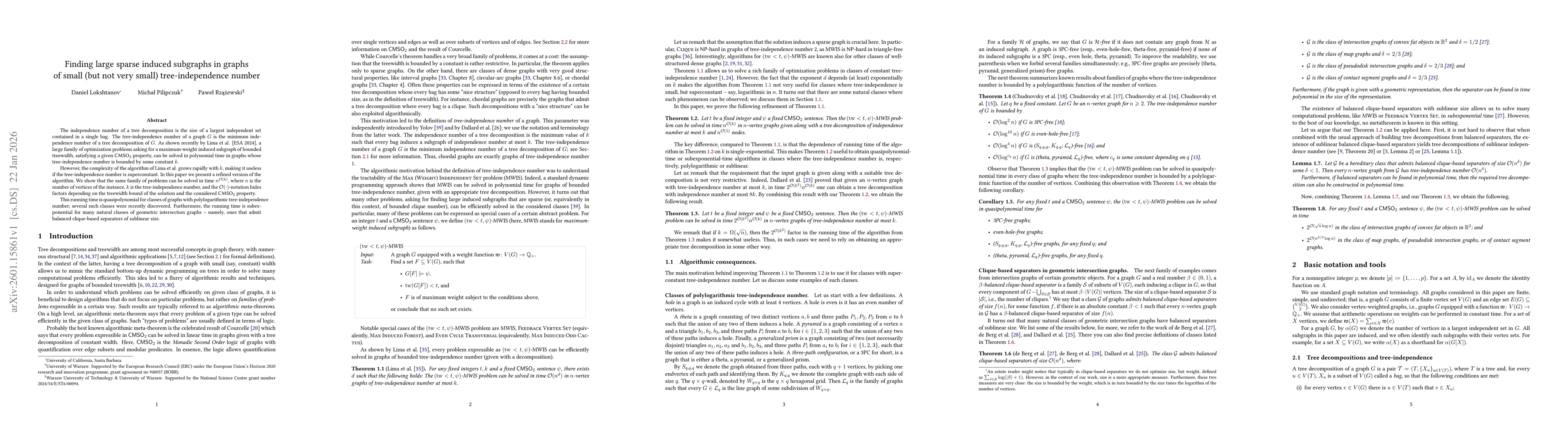 Thumbnail for Finding large sparse induced subgraphs in graphs of small (but not very small) tree-independence number