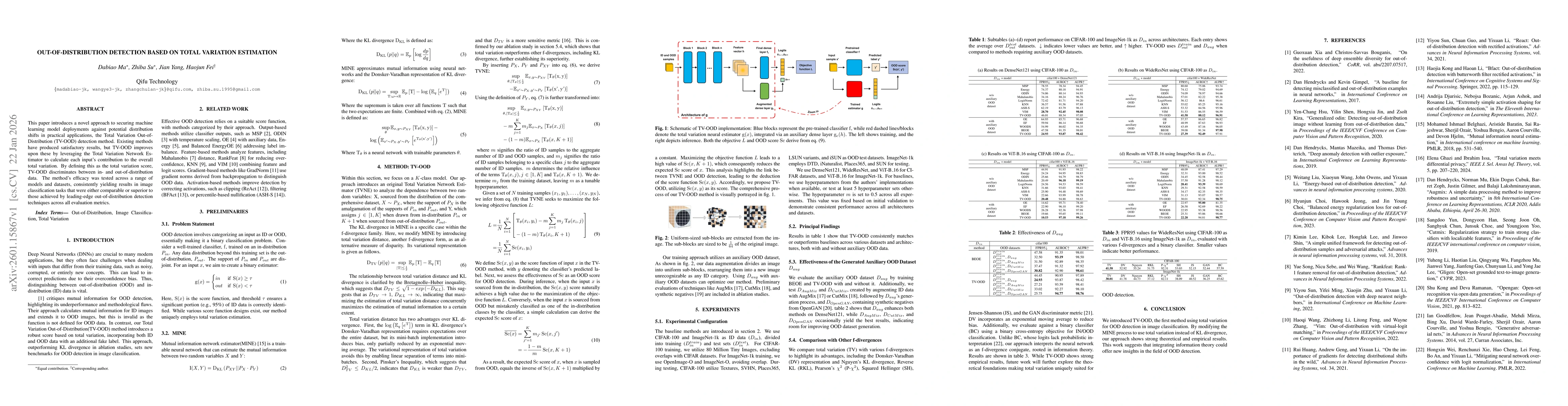 Thumbnail for Out-of-Distribution Detection Based on Total Variation Estimation
