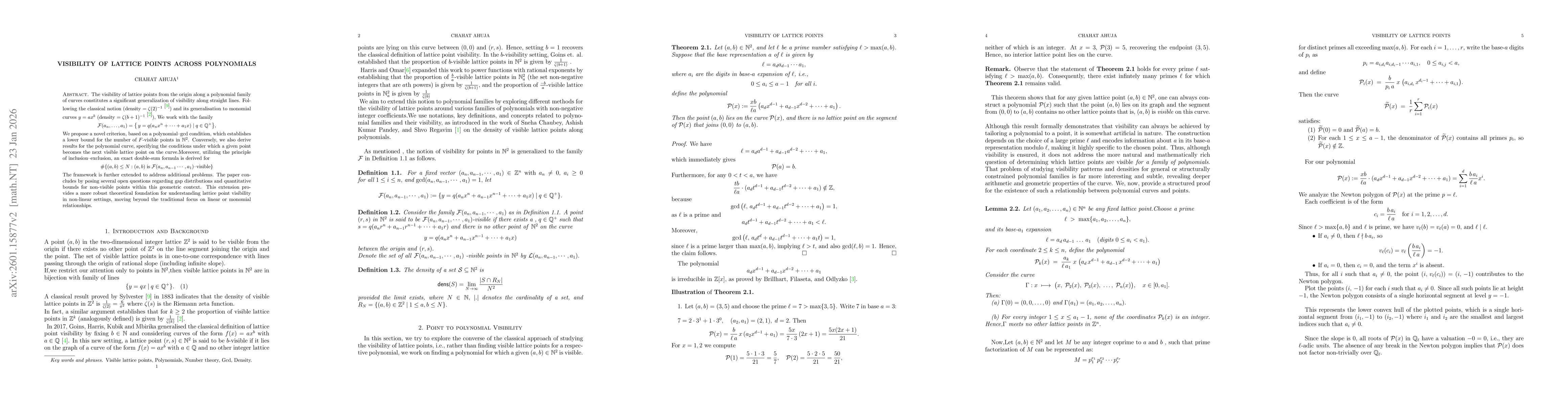 Thumbnail for Visibility of Lattice Points across Polynomials