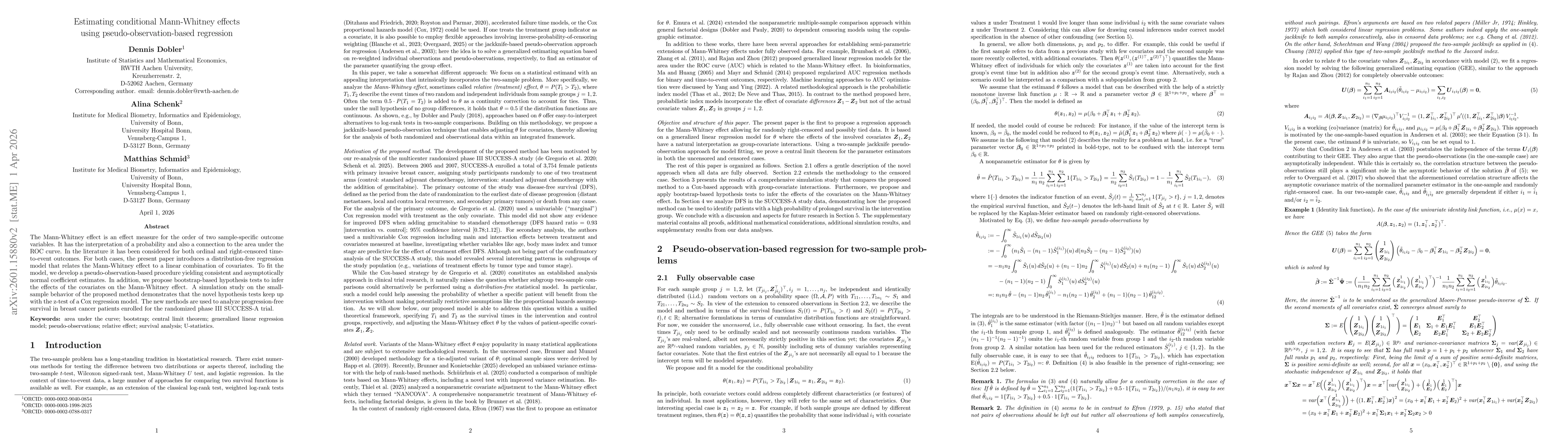 Thumbnail for A two-sample pseudo-observation-based regression approach for the relative treatment effect