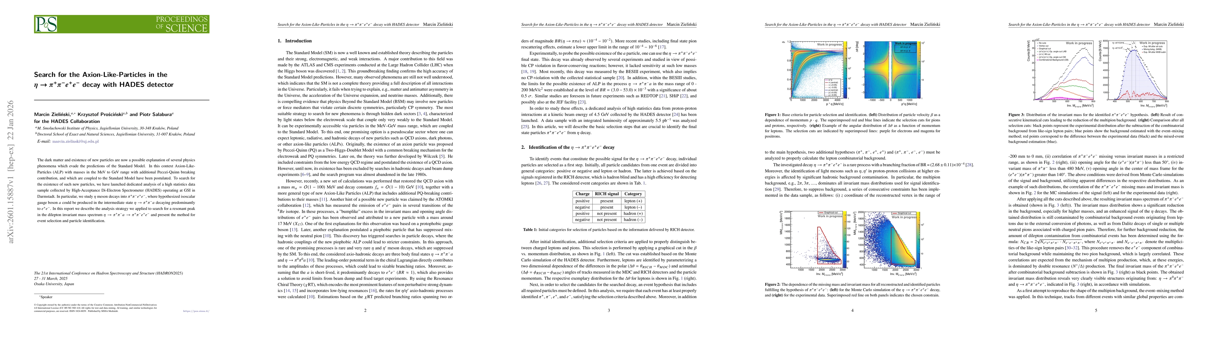 Thumbnail for Search for the Axion-Like-Particles in the $η\toπ^{+}π^{-}e^{+}e^{-}$ decay with HADES detector