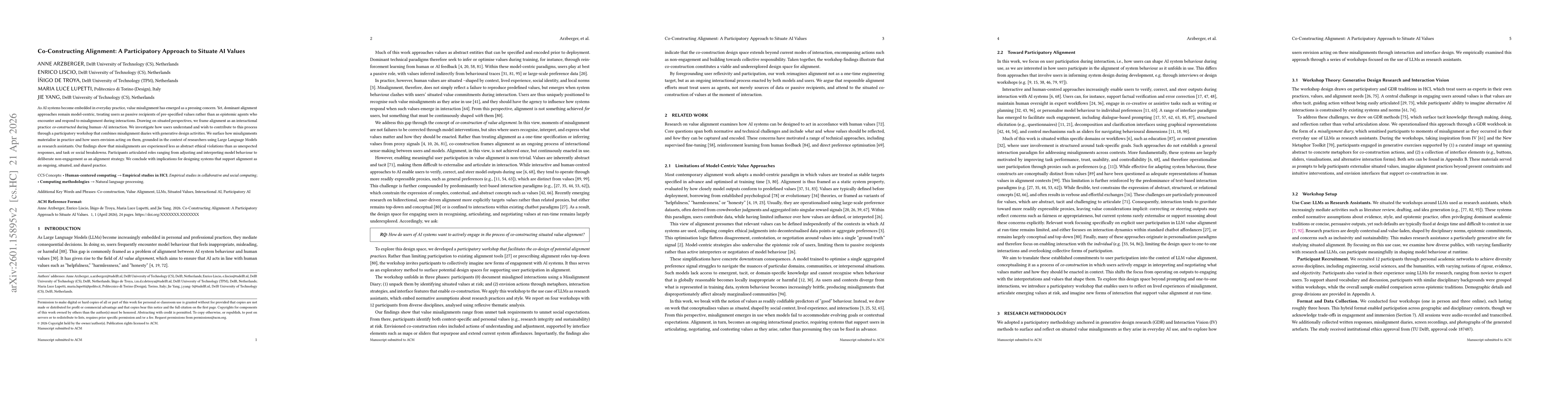Thumbnail for Co-Constructing Alignment: A Participatory Approach to Situate AI Values