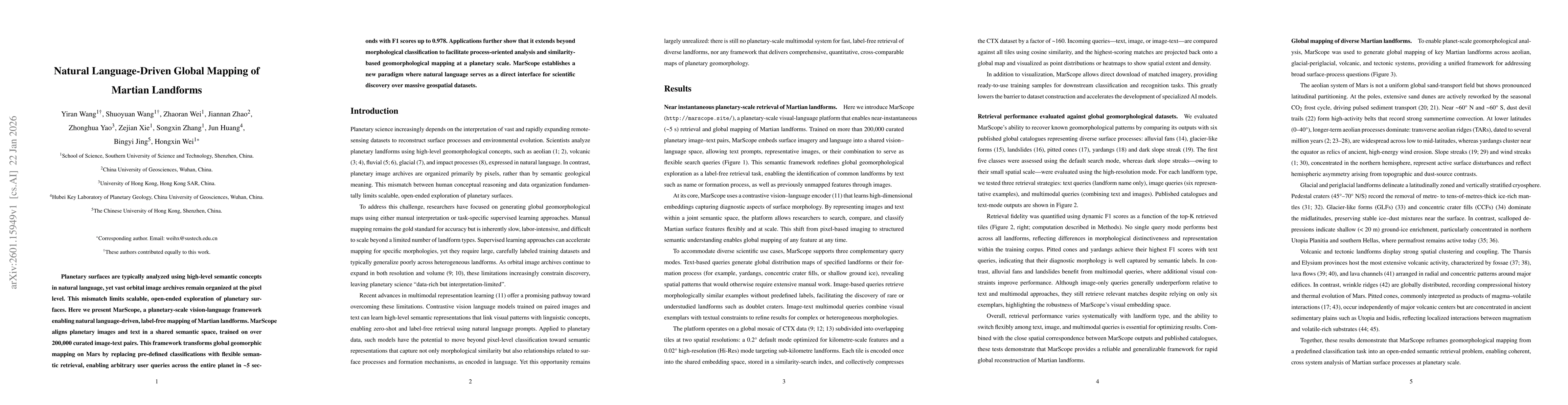 Thumbnail for Natural Language-Driven Global Mapping of Martian Landforms