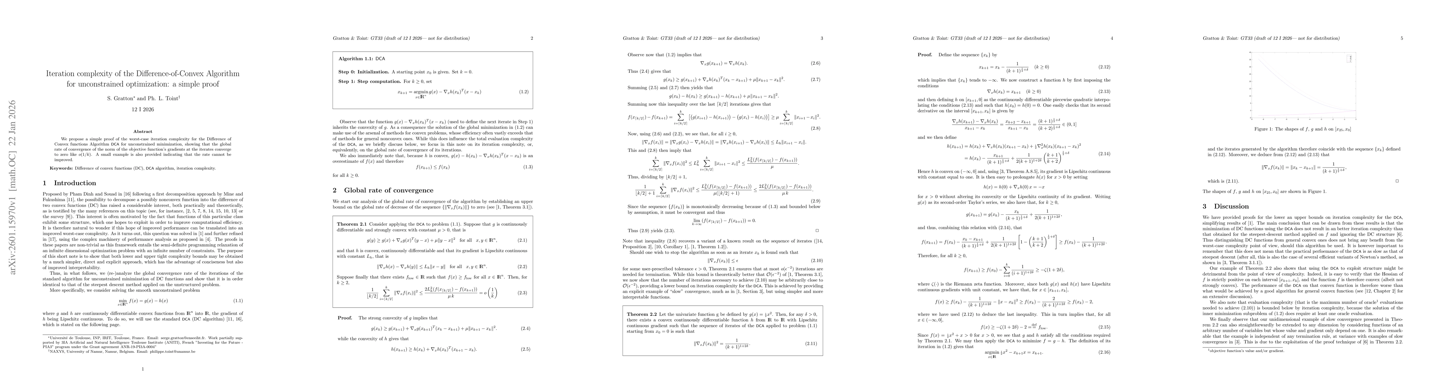 Thumbnail for Iteration complexity of the Difference-of-Convex Algorithm for unconstrained optimization: a simple proof