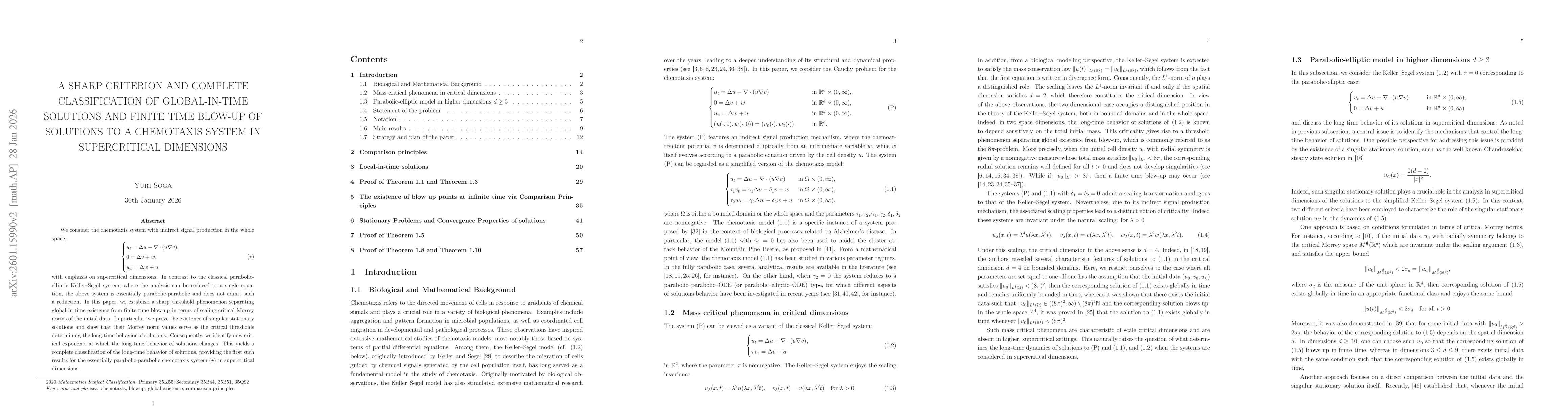 Thumbnail for A sharp criterion and complete classification of global-in-time solutions and finite time blow-up of solutions to a chemotaxis system in supercritical dimensions