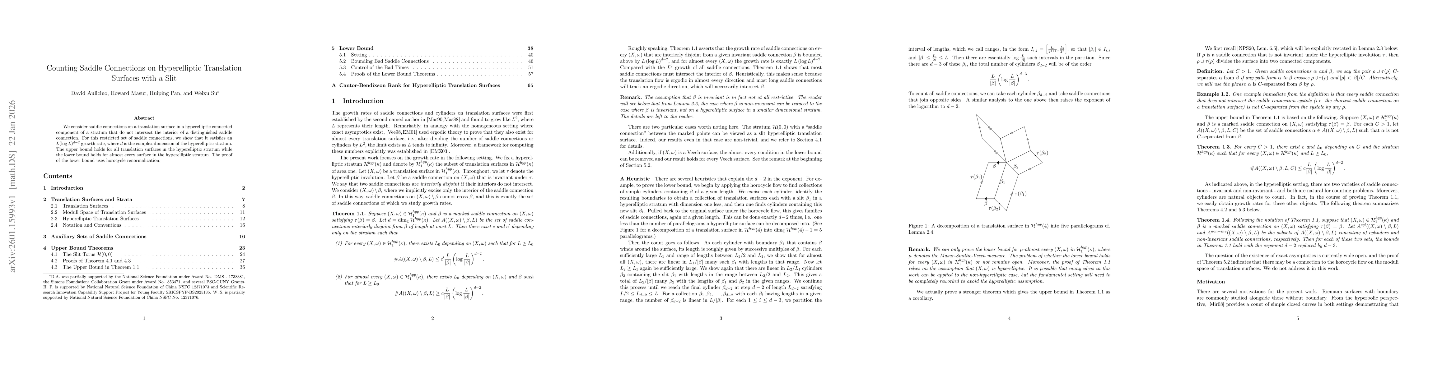 Thumbnail for Counting Saddle Connections on Hyperelliptic Translation Surfaces with a Slit