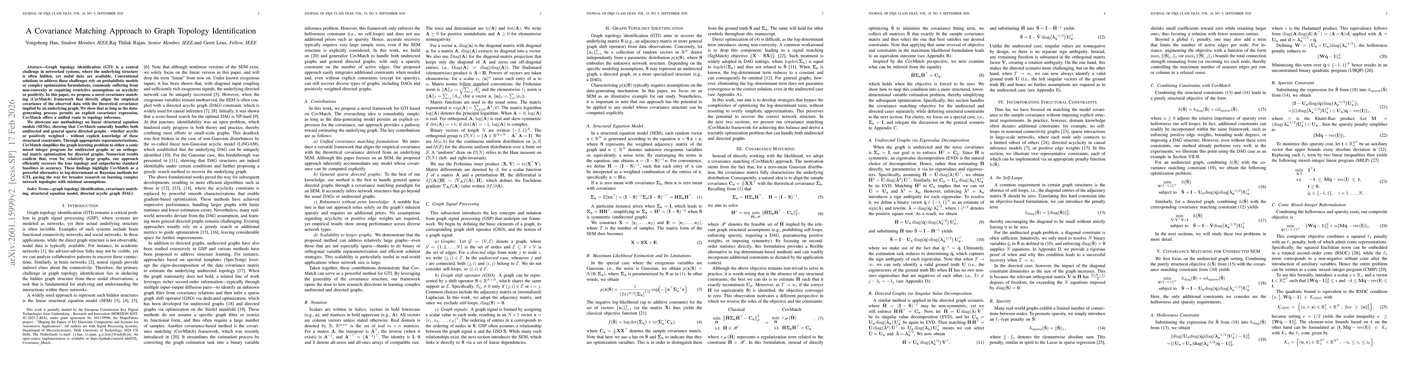 Thumbnail for Graph Topology Identification Based on Covariance Matching