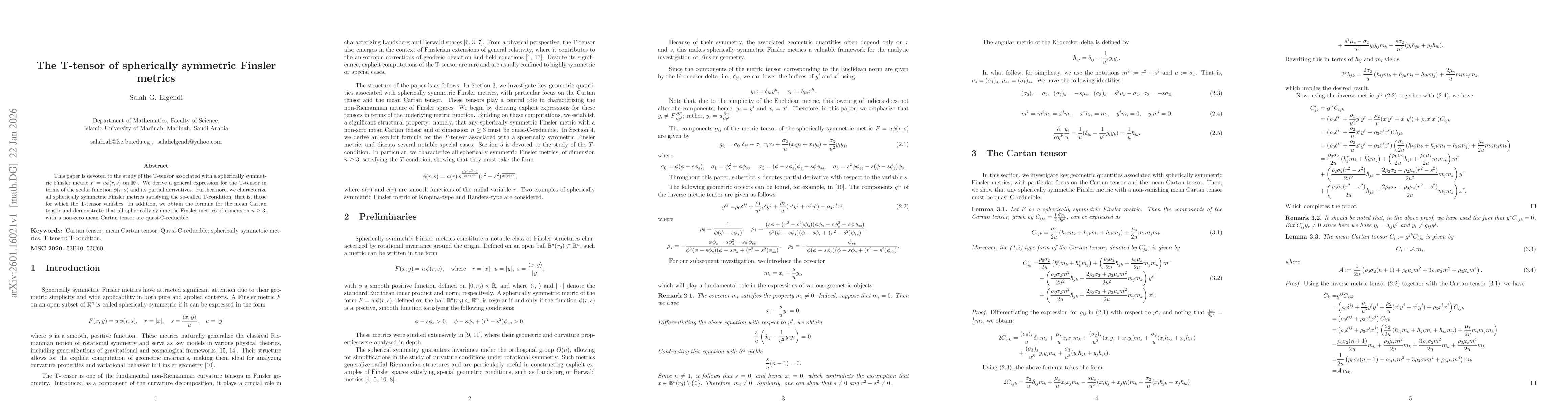 Thumbnail for The T-tensor of spherically symmetric Finsler metrics