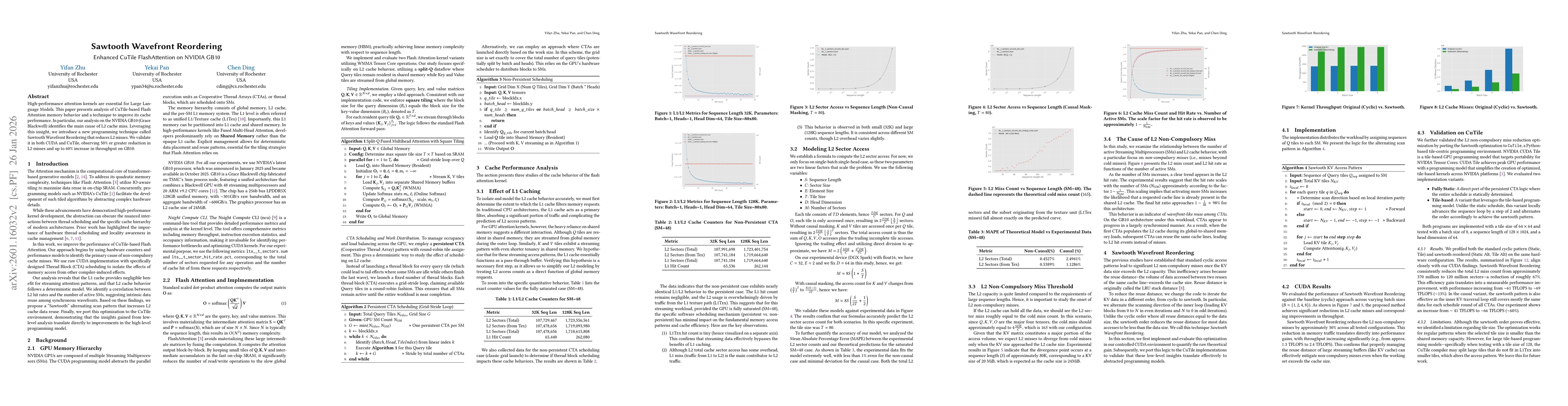 Thumbnail for Sawtooth Wavefront Reordering: Enhanced CuTile FlashAttention on NVIDIA GB10