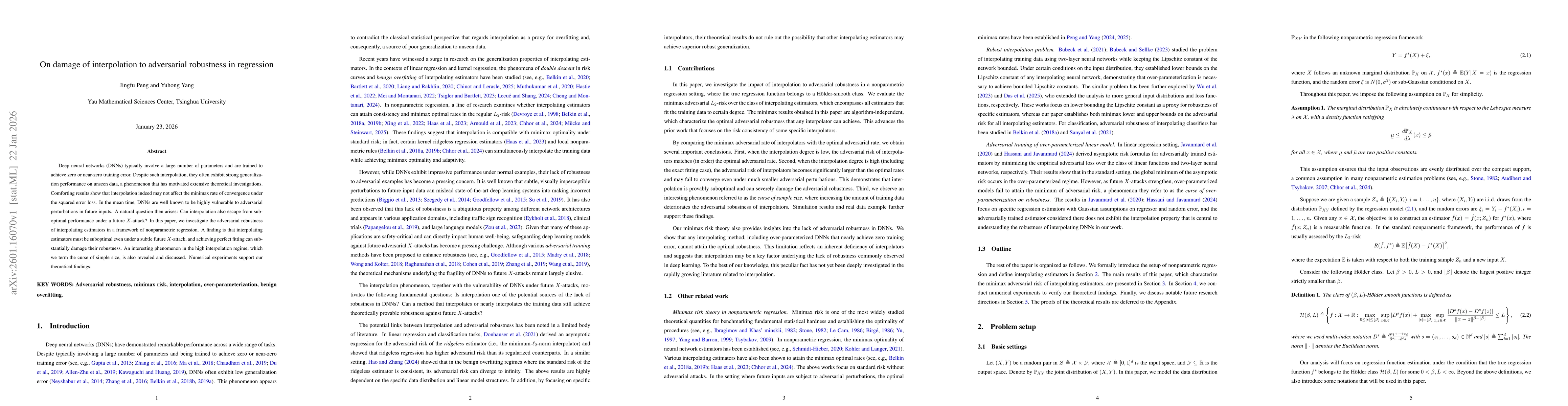 Thumbnail for On damage of interpolation to adversarial robustness in regression