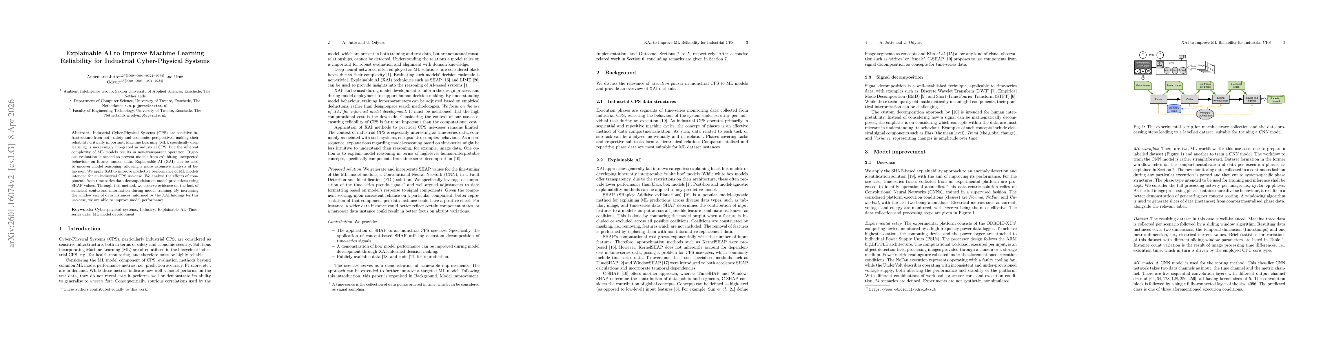 Thumbnail for Explainable AI to Improve Machine Learning Reliability for Industrial Cyber-Physical Systems