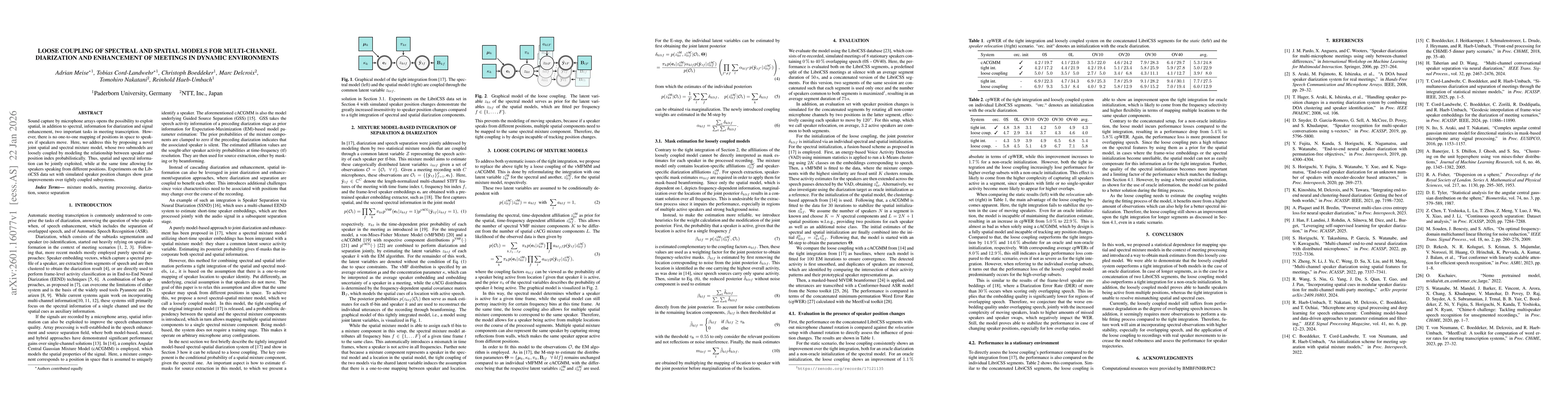 Thumbnail for Loose coupling of spectral and spatial models for multi-channel diarization and enhancement of meetings in dynamic environments