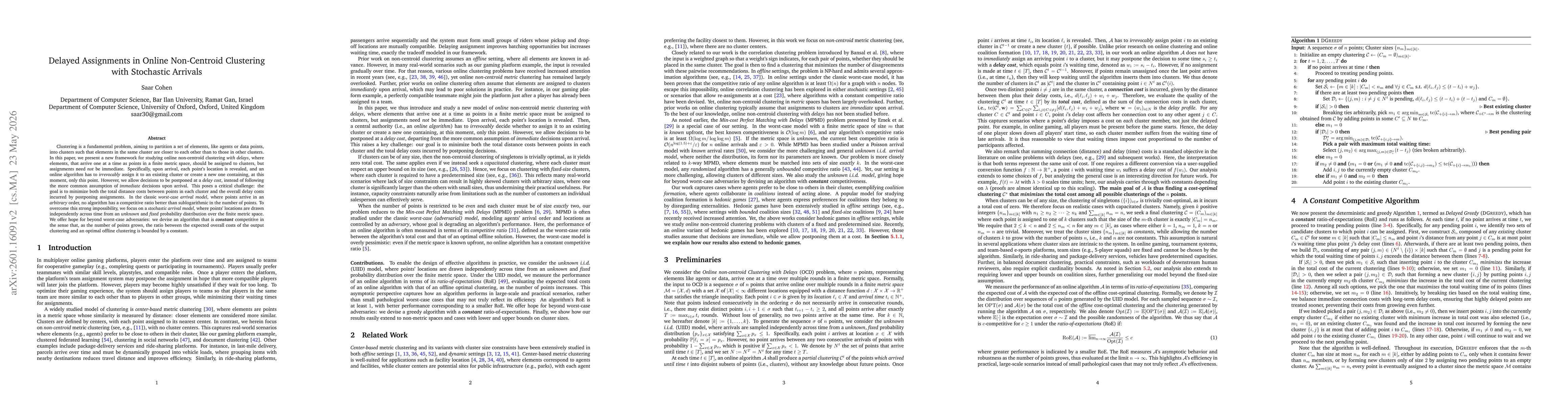 Thumbnail for Delayed Assignments in Online Non-Centroid Clustering with Stochastic Arrivals