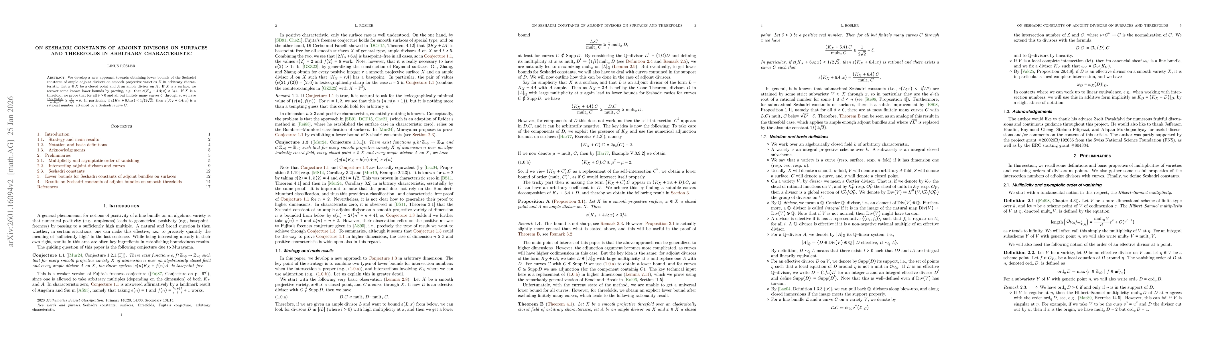Thumbnail for On Seshadri constants of adjoint divisors on surfaces and threefolds in arbitrary characteristic