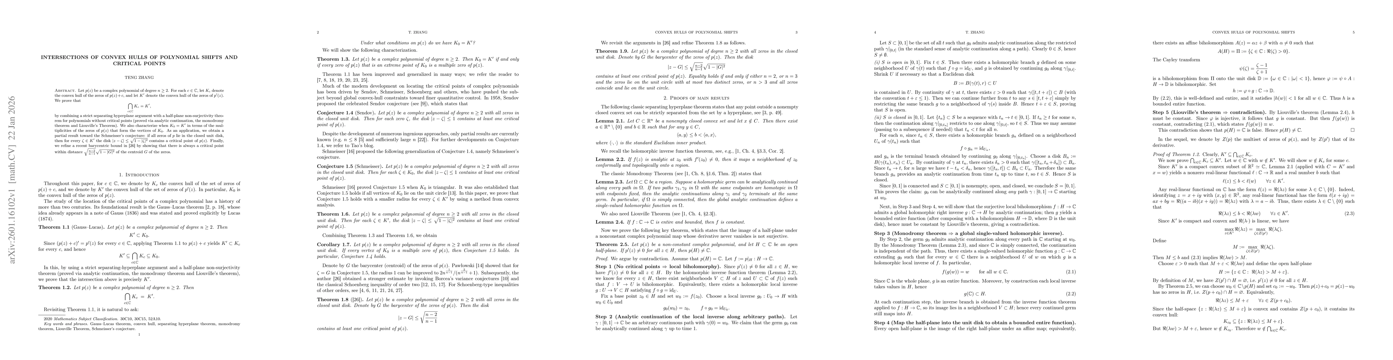 Thumbnail for Intersections of Convex Hulls of Polynomial Shifts and Critical Points