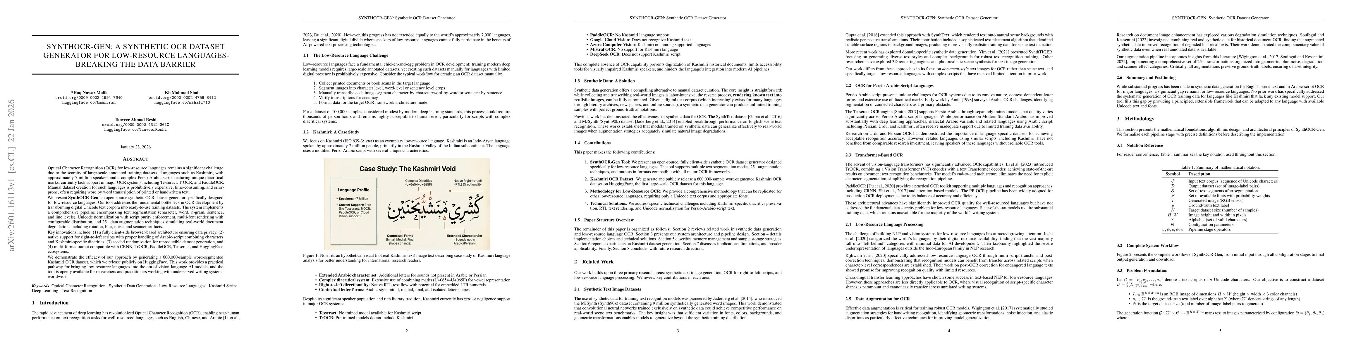 Thumbnail for synthocr-gen: A synthetic ocr dataset generator for low-resource languages- breaking the data barrier