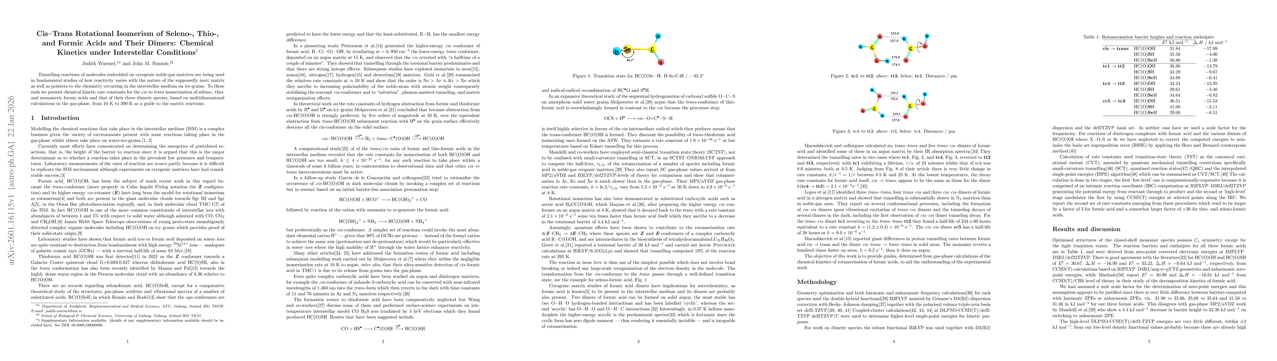 Thumbnail for Cis--Trans Rotational Isomerism of Seleno-, Thio-, and Formic Acids and Their Dimers: Chemical Kinetics under Interstellar Conditions