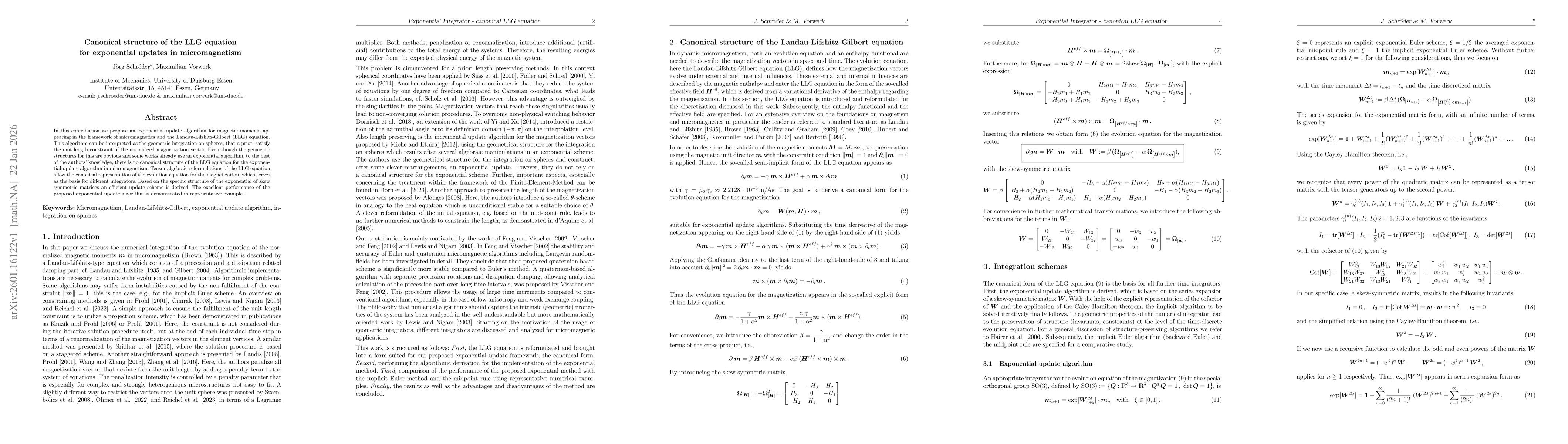 Thumbnail for Canonical structure of the LLG equation for exponential updates in micromagnetism