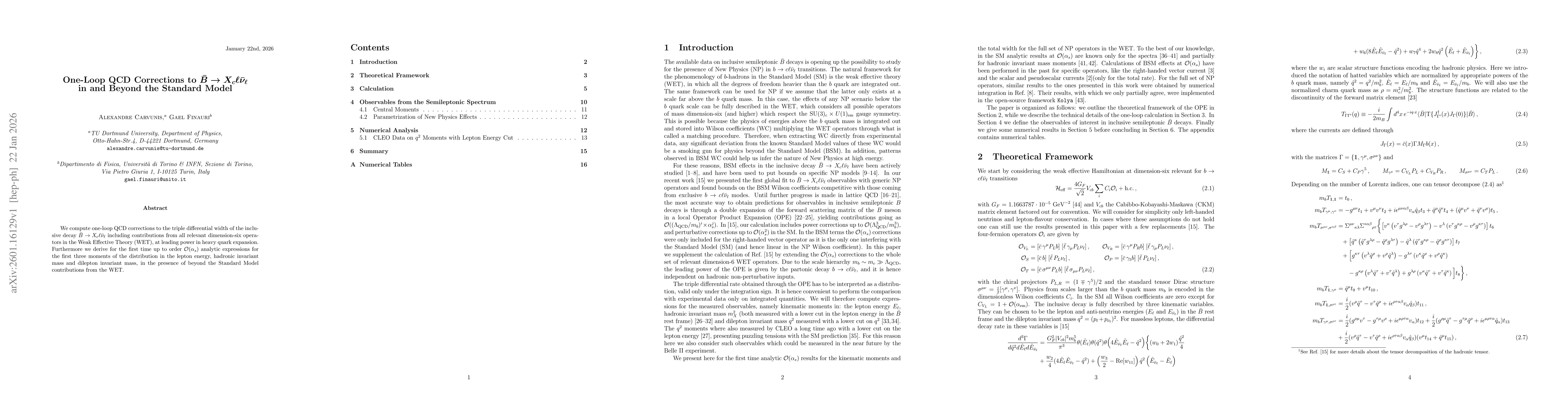Thumbnail for One-Loop QCD Corrections to $\bar{B}\to X_c \ell \barν_\ell$ in and Beyond the Standard Model