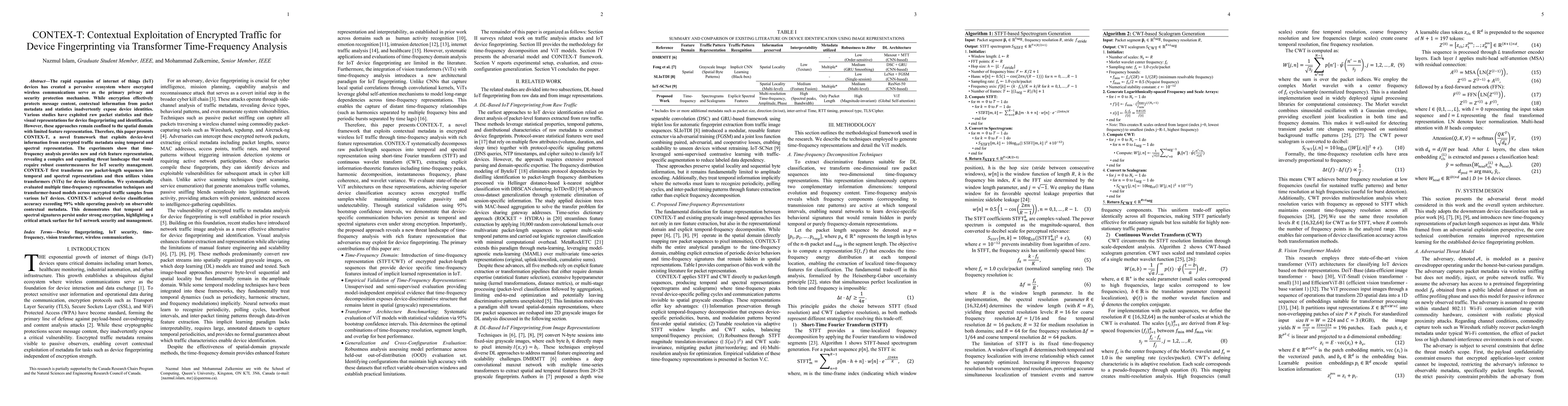 Thumbnail for CONTEX-T: Contextual Privacy Exploitation via Transformer Spectral Analysis for IoT Device Fingerprinting