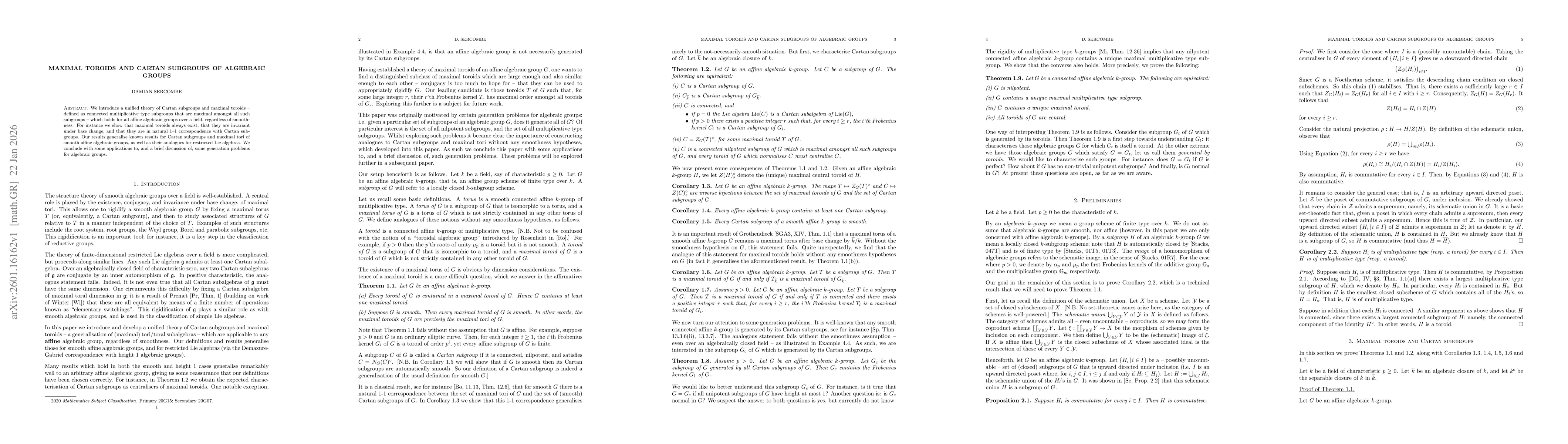Thumbnail for Maximal toroids and Cartan subgroups of algebraic groups