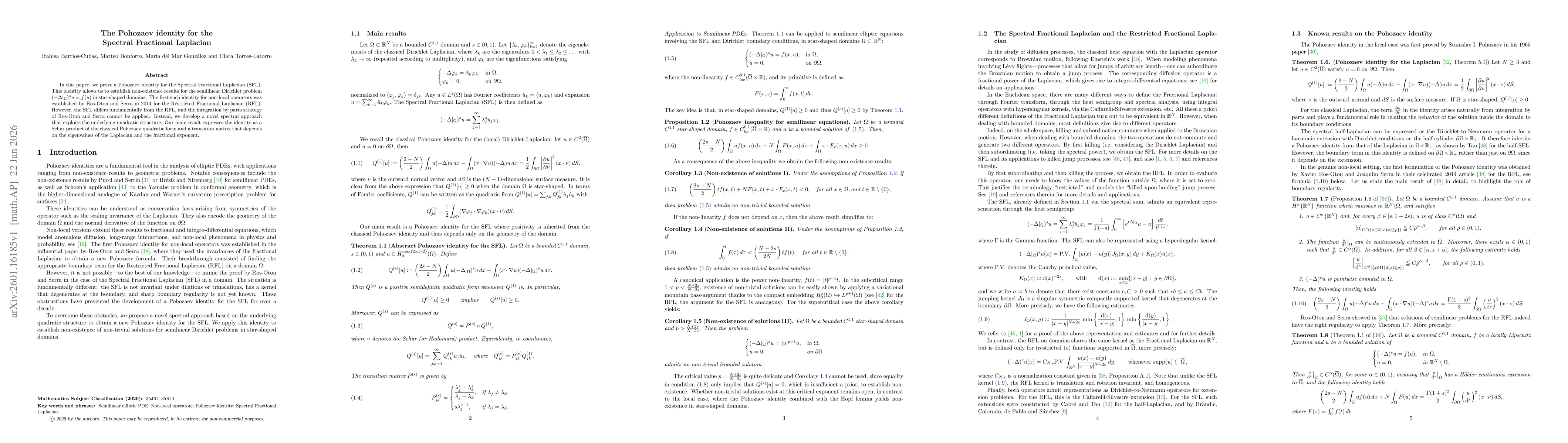 Thumbnail for The Pohozaev identity for the Spectral Fractional Laplacian