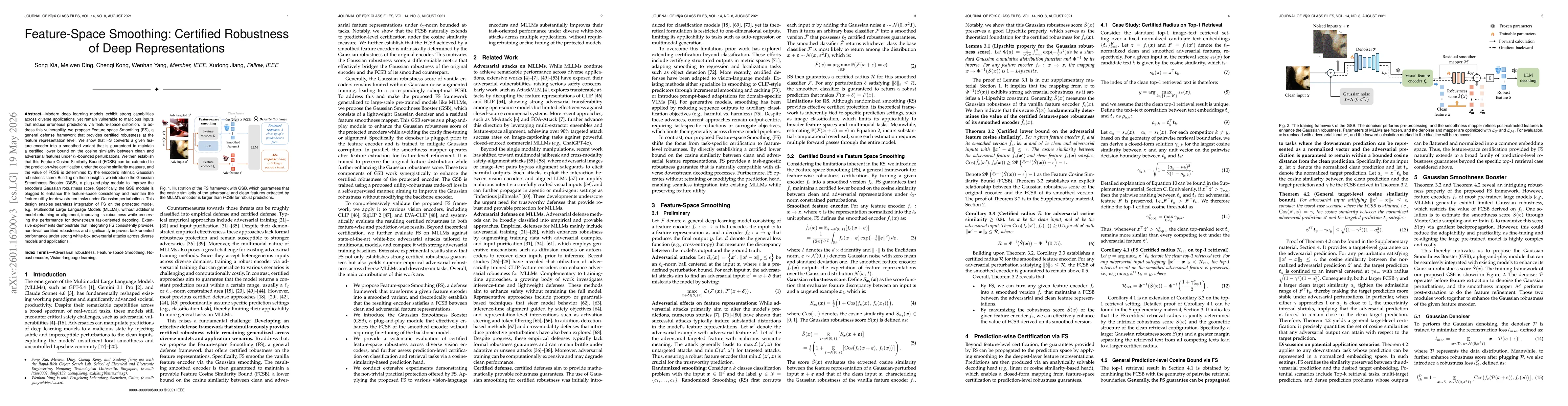 Thumbnail for Provable Robustness in Multimodal Large Language Models via Feature Space Smoothing