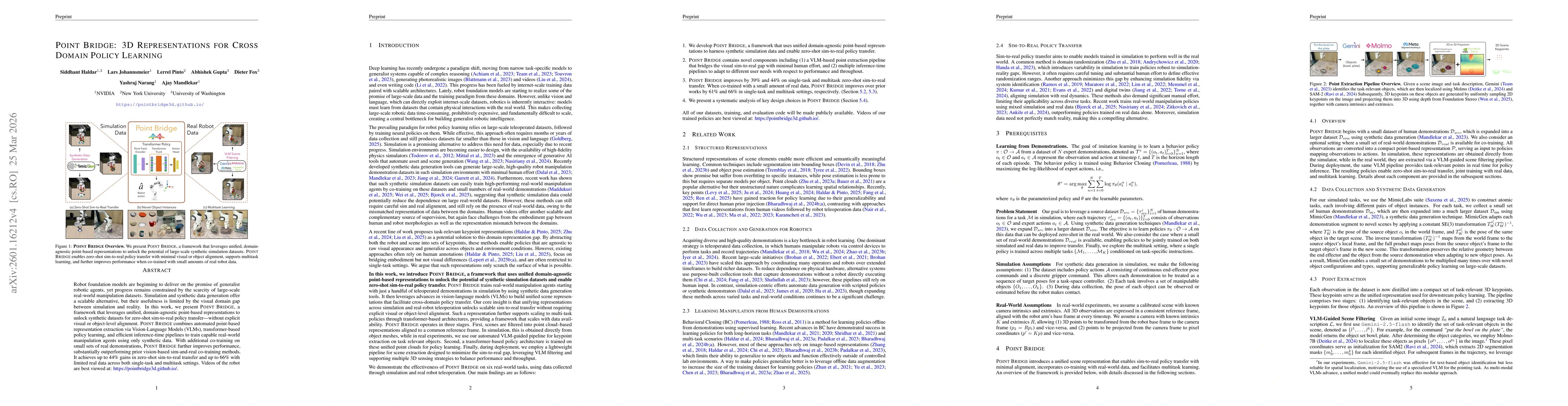 Thumbnail for Point Bridge: 3D Representations for Cross Domain Policy Learning