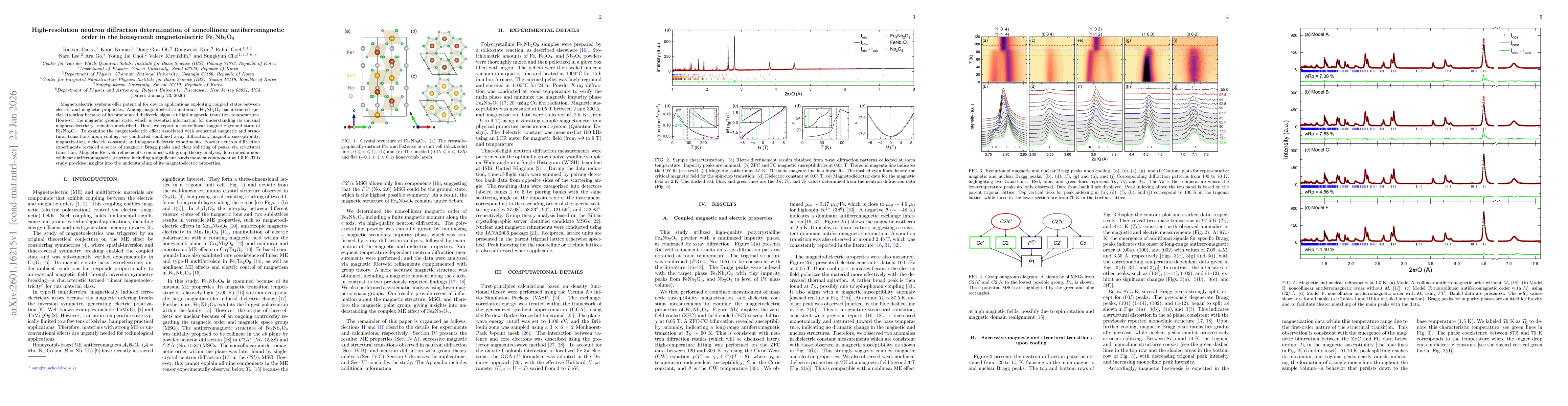 Thumbnail for High-resolution neutron diffraction determination of noncollinear antiferromagnetic order in the honeycomb magnetoelectric Fe$_{4}$Nb$_{2}$O$_{9}$