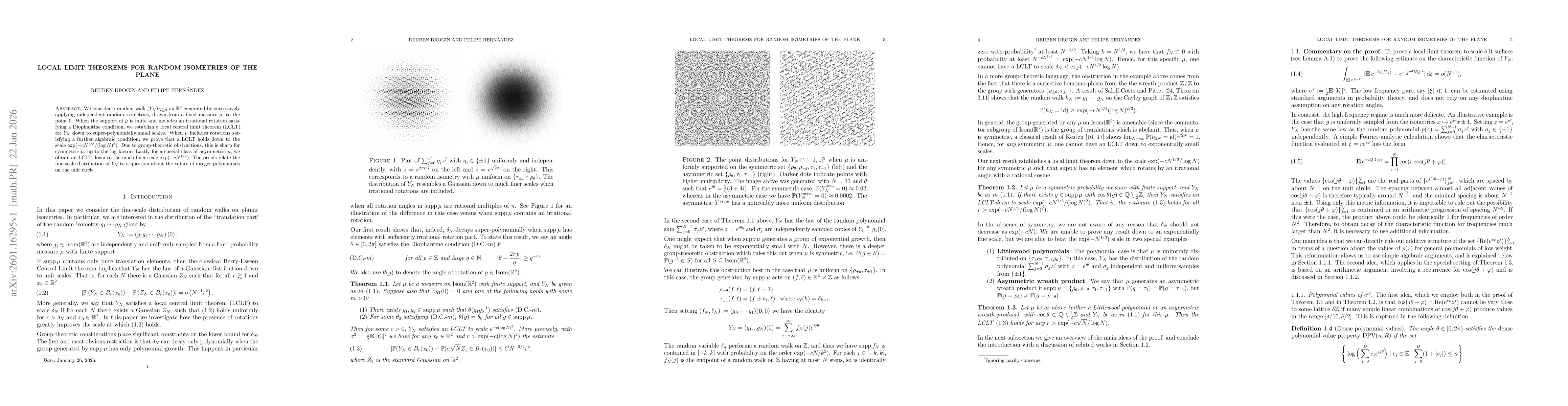 Thumbnail for Local limit theorems for random isometries of the plane