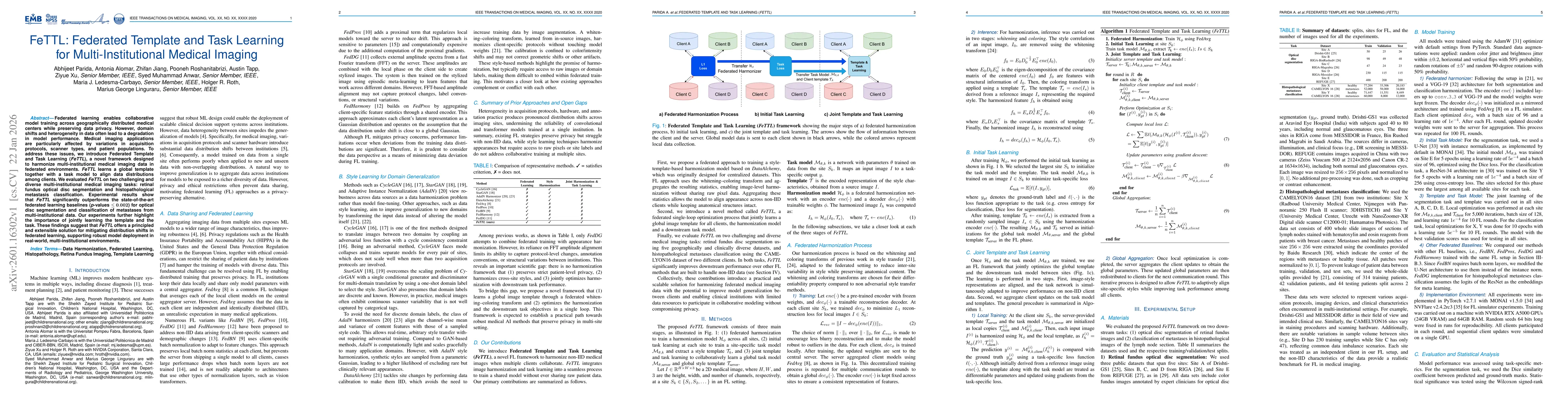 Thumbnail for FeTTL: Federated Template and Task Learning for Multi-Institutional Medical Imaging