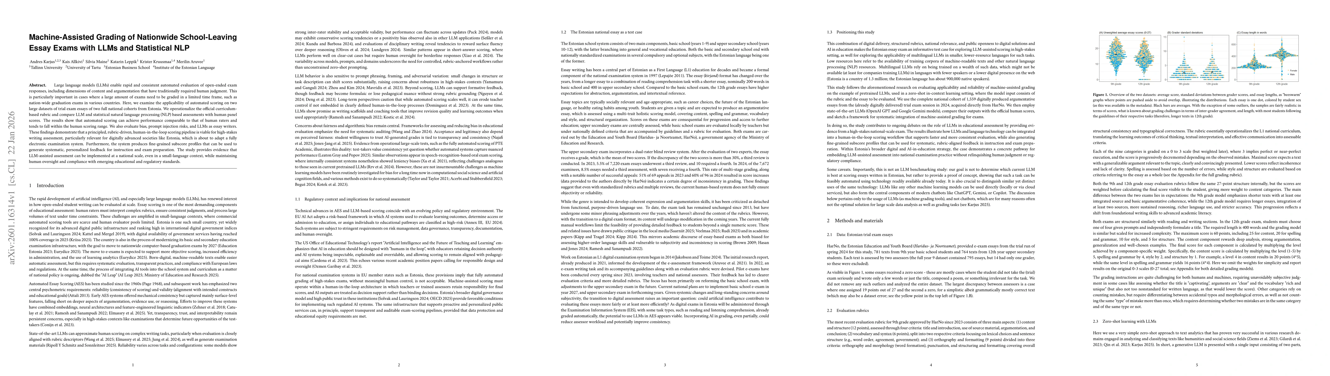 Thumbnail for Machine-Assisted Grading of Nationwide School-Leaving Essay Exams with LLMs and Statistical NLP