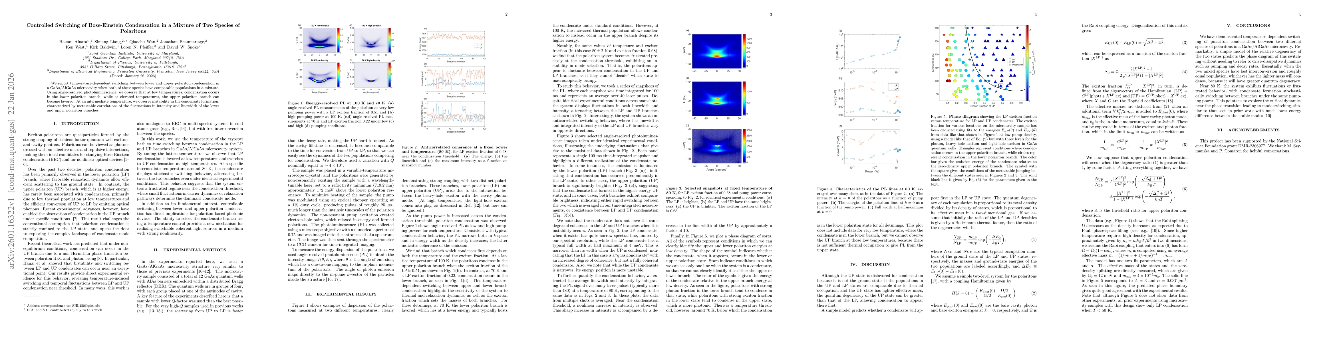 Thumbnail for Controlled Switching of Bose-Einstein Condensation in a Mixture of Two Species of Polaritons