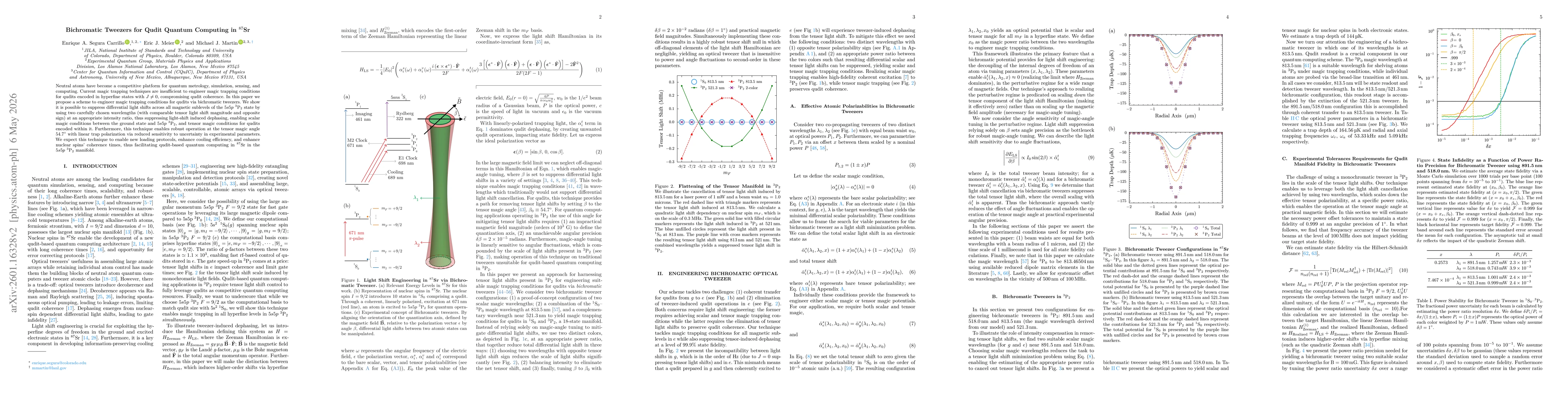 Thumbnail for Bichromatic Tweezers for Qudit Quantum Computing in ${}^{87}$Sr