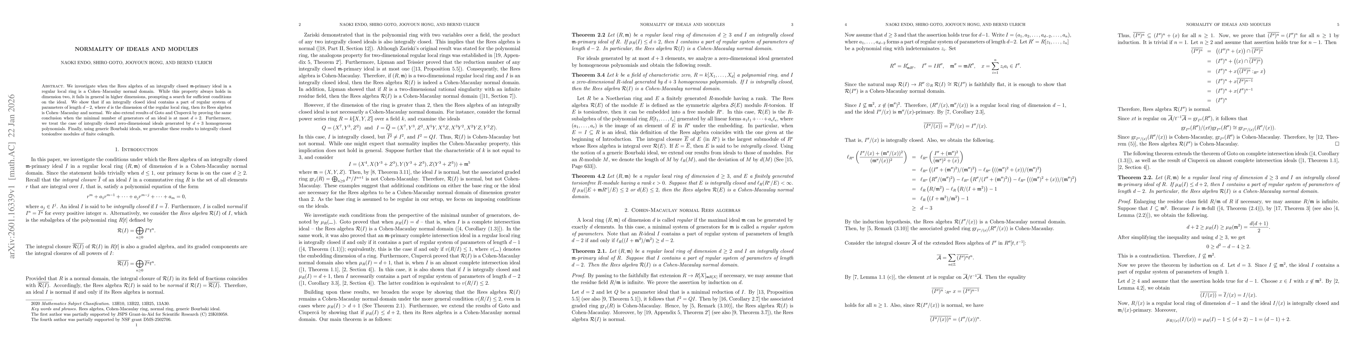 Thumbnail for Normality of Ideals and Modules