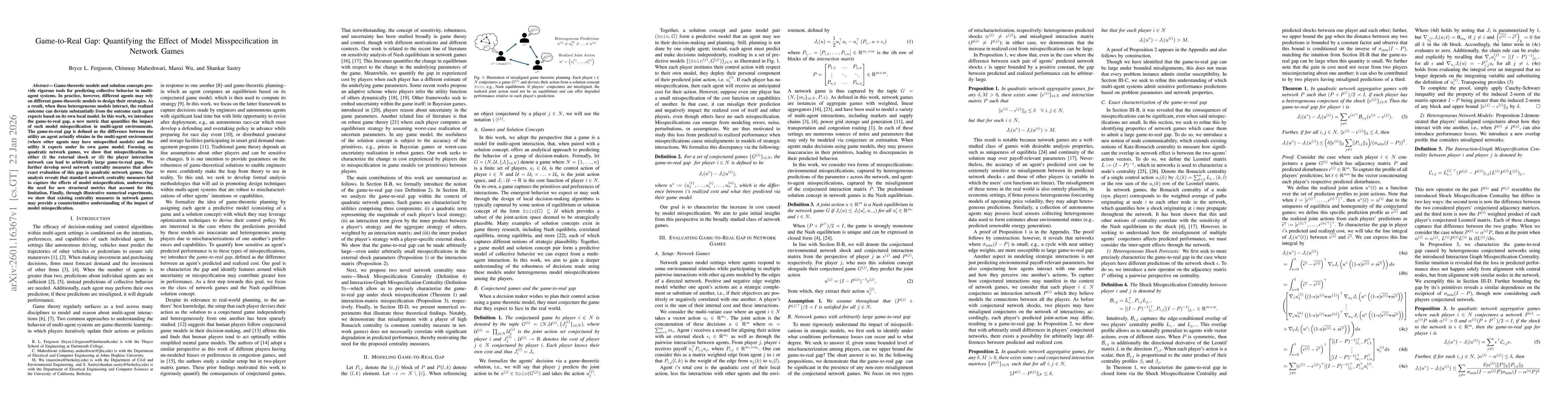 Thumbnail for Game-to-Real Gap: Quantifying the Effect of Model Misspecification in Network Games