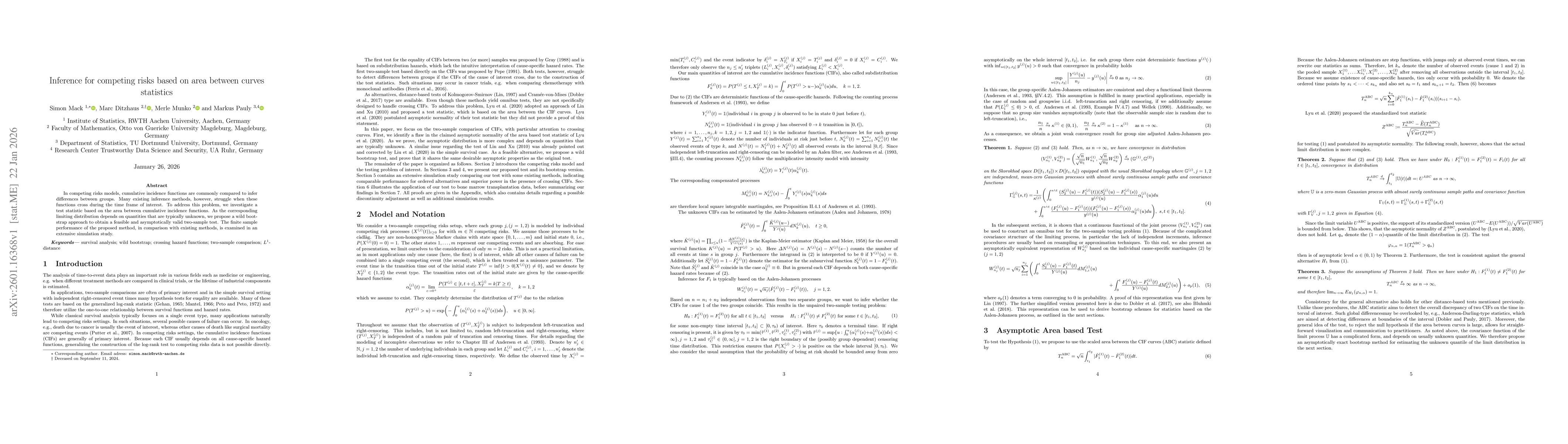 Thumbnail for Inference for competing risks based on area between curves statistics