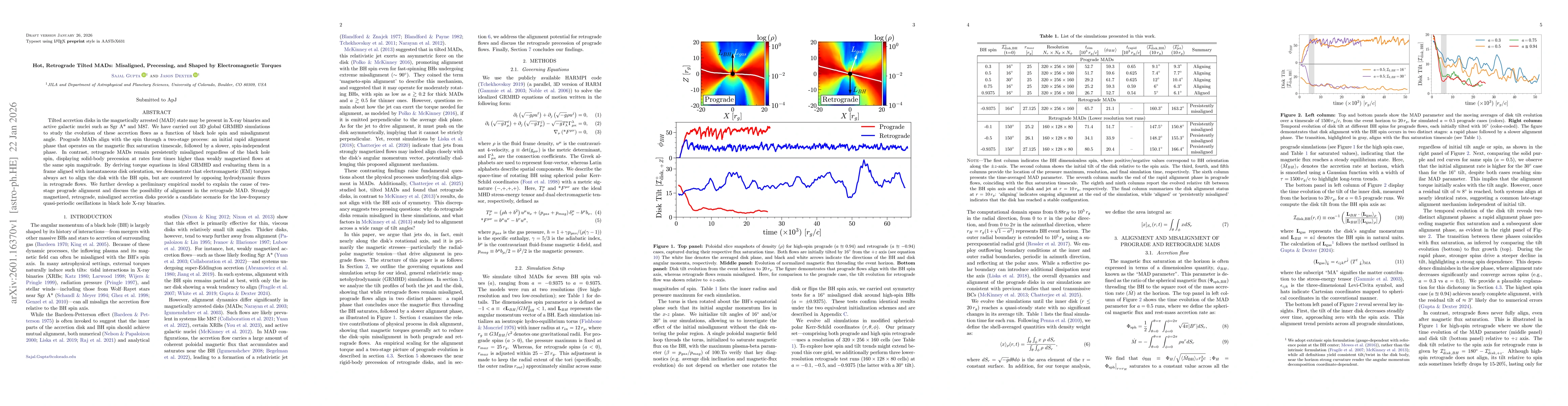 Thumbnail for Hot, Retrograde Tilted MADs: Misaligned, Precessing, and Shaped by Electromagnetic Torques