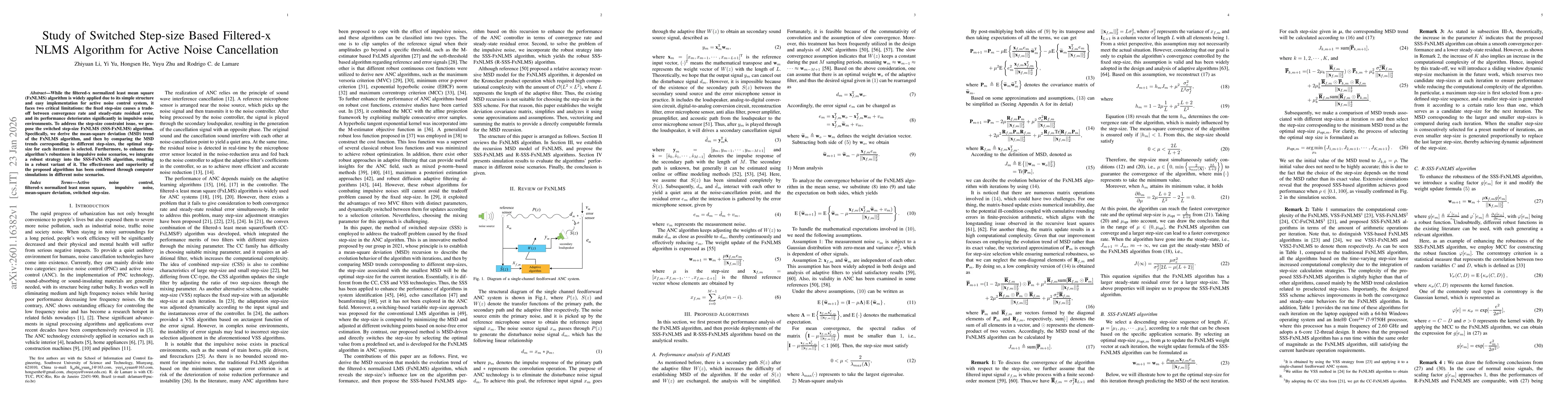 Thumbnail for Study of Switched Step-size Based Filtered-x NLMS Algorithm for Active Noise Cancellation