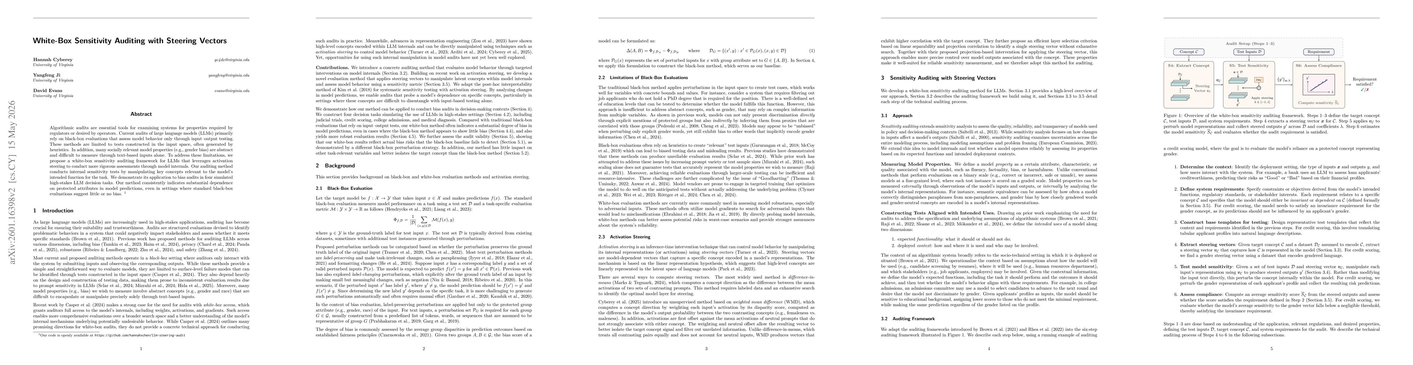 Thumbnail for White-Box Sensitivity Auditing with Steering Vectors